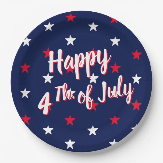 Happy four van het manuscript van Juli rode witte  Papieren Bordje (Voorkant)