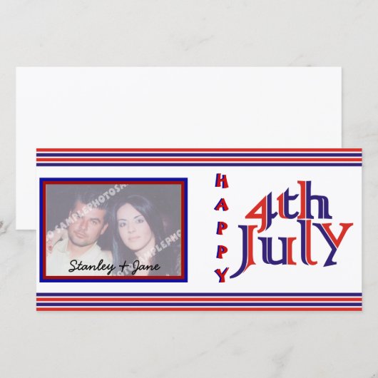 Happy Fourth 4th of Juli fotokaart (Voorkant / Achterkant)