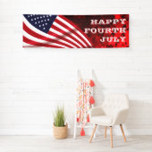 Happy Fourth Juli Amerikaanse vlag sterrenachtergr Spandoek (Insitu)