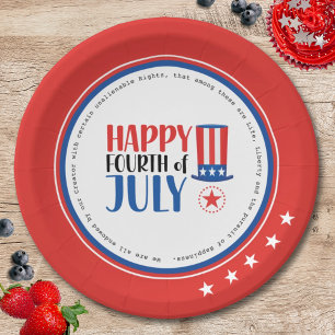 Happy Fourth July Party Red White Blue Paper Bord