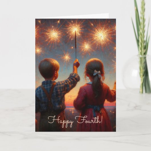 Happy Fourth | Kinderen met Sparklers Kaart (Voorkant)