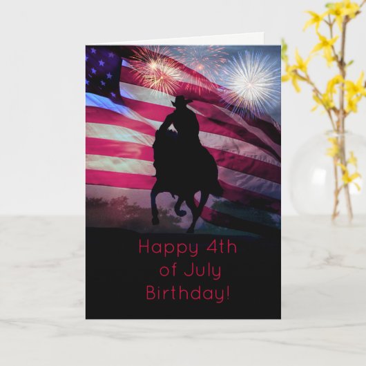 Happy Fourth of Juli Birthday Kaart (Gele Bloem)