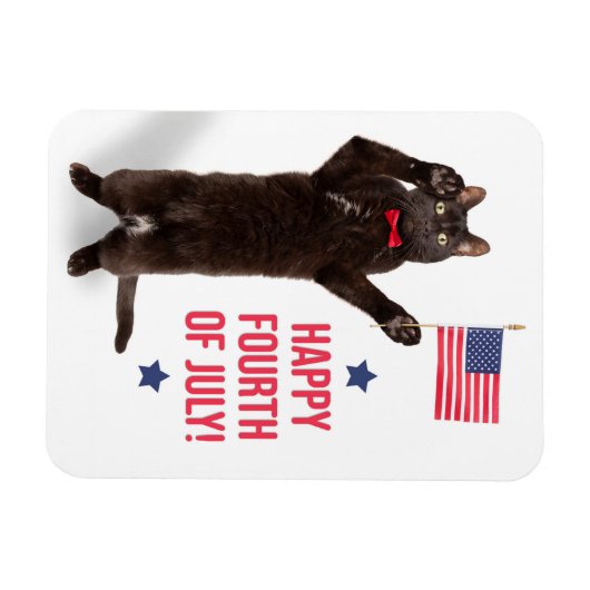 Happy Fourth of Juli Cite Cat Holding Flag Holiday Magneet (Horizontaal)