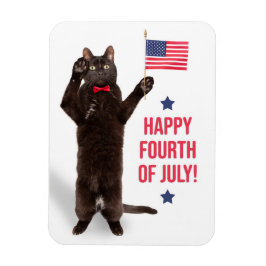 Happy Fourth of Juli Cite Cat Holding Flag Holiday Magneet
