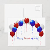 Happy Fourth of Juli Colorful Balloons Briefkaart (Voorkant / Achterkant)