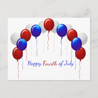 Happy Fourth of Juli Colorful Balloons Briefkaart