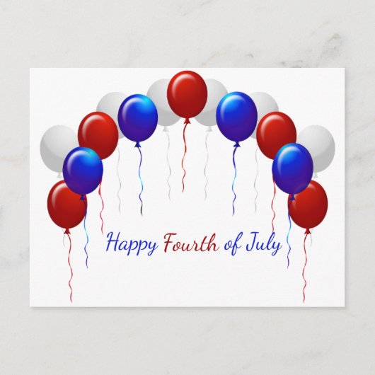 Happy Fourth of Juli Colorful Balloons Briefkaart (Voorkant)