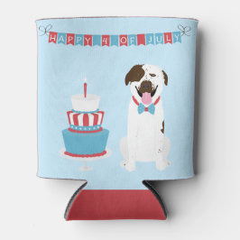 Happy Fourth of Juli Dog Red White Blue Blikjeskoeler