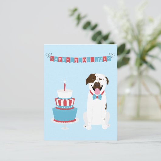 Happy Fourth of Juli Dog Red White Blue Briefkaart (Staand voorkant)