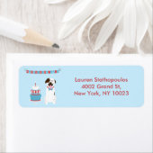 Happy Fourth of Juli Dog Red White Blue Etiket (Insitu)