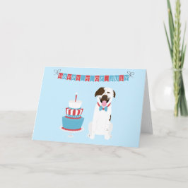 Happy Fourth of Juli Dog Red White Blue Kaart