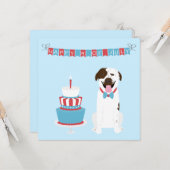 Happy Fourth of Juli Dog Red White Blue Kaart (Voorkant / Achterkant in situ)