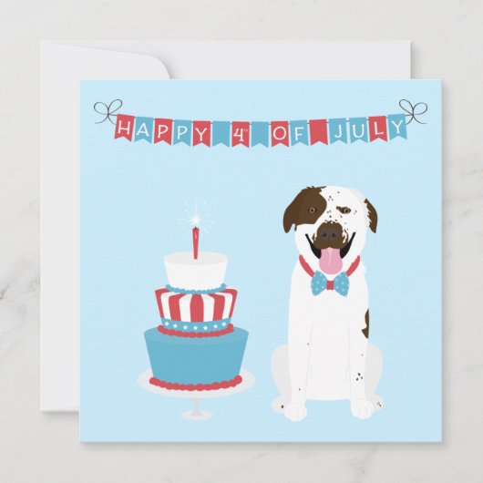 Happy Fourth of Juli Dog Red White Blue Kaart (Voorkant)