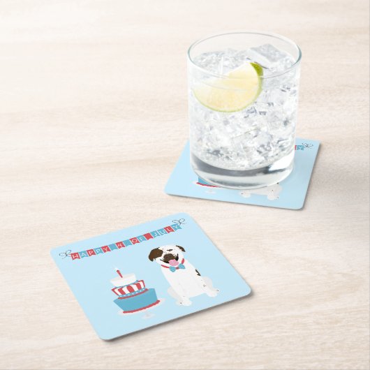 Happy Fourth of Juli Dog Red White Blue Kartonnen Onderzetters (Insitu)