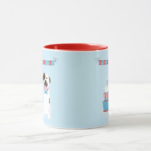 Happy Fourth of Juli Dog Red White Blue Mok (Midden)