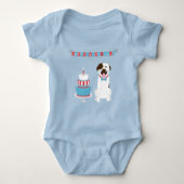 Happy Fourth of Juli Dog Red White Blue Romper (Voorkant)