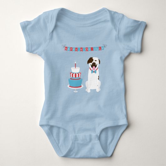 Happy Fourth of Juli Dog Red White Blue Romper (Voorkant)