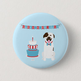 Happy Fourth of Juli Dog Red White Blue Ronde Button 5,7 Cm
