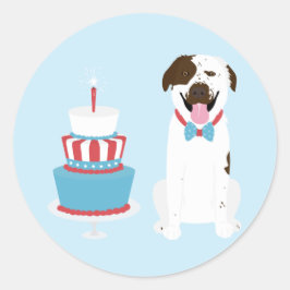 Happy Fourth of Juli Dog Red White Blue Ronde Sticker