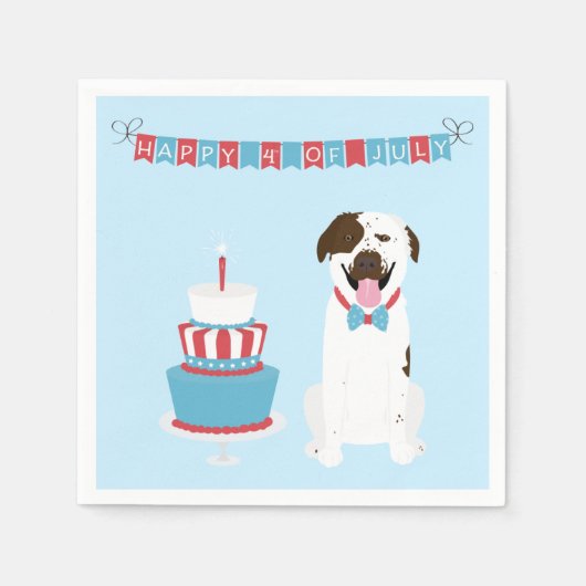 Happy Fourth of Juli Dog Red White Blue Servet (Voorkant)