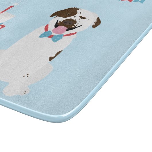 Happy Fourth of Juli Dog Red White Blue Snijplank (Hoek)