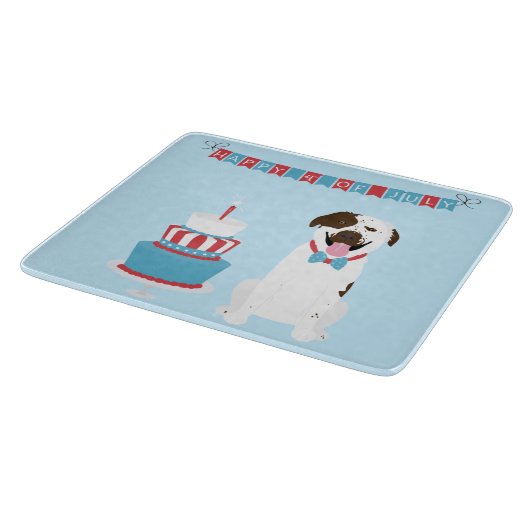 Happy Fourth of Juli Dog Red White Blue Snijplank (Hoek)