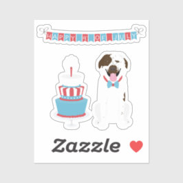 Happy Fourth of Juli Dog Red White Blue Sticker