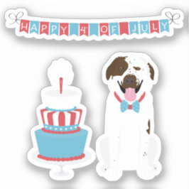Happy Fourth of Juli Dog Red White Blue Sticker