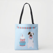 Happy Fourth of Juli Dog Red White Blue Tote Bag (Voorkant)