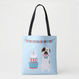 Happy Fourth of Juli Dog Red White Blue Tote Bag