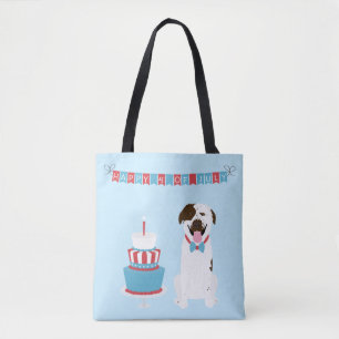 Happy Fourth of Juli Dog Red White Blue Tote Bag