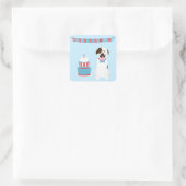 Happy Fourth of Juli Dog Red White Blue Vierkante Sticker (Tas)