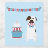 Happy Fourth of Juli Dog Red White Blue Wijn Etiket (Enkel label)