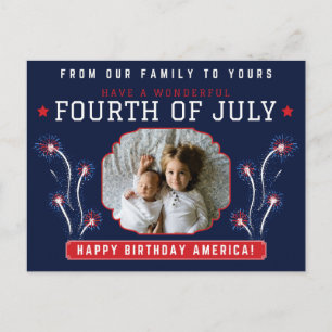 Happy Fourth of Juli Familie Foto Briefkaart