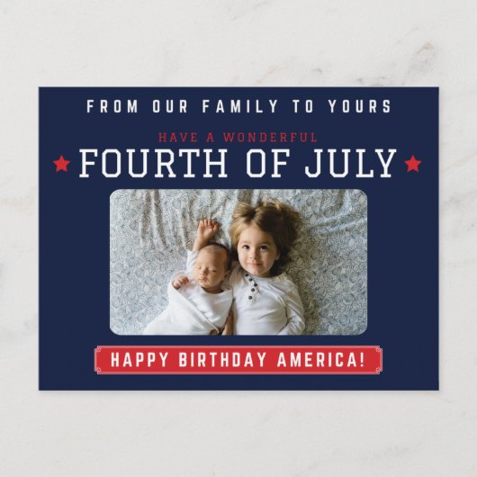 Happy Fourth of Juli Familie Foto Briefkaart (Voorkant)