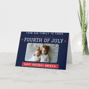 Happy Fourth of Juli Family Photo Card Kaart