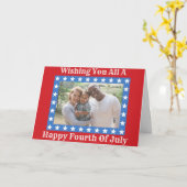 Happy Fourth of Juli Family Photo Card Kaart (Gele Bloem)