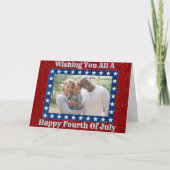 Happy Fourth of Juli Glitter Family Photo Card Kaart (Voorkant)