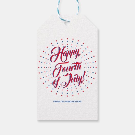 Happy Fourth of Juli het vuurwerkdouane van het ma Cadeaulabel (Achterkant)