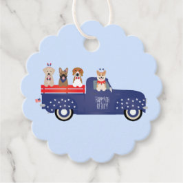 Happy Fourth of Juli Honden Pickup Truck Bedankjes Labels