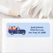 Happy Fourth of Juli Honden Pickup Truck Etiket (Insitu)