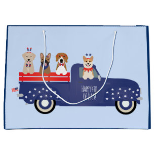 Happy Fourth of Juli Honden Pickup Truck Groot Cadeauzakje