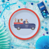 Happy Fourth of Juli Honden Pickup Truck Papieren Bordje (Feest)