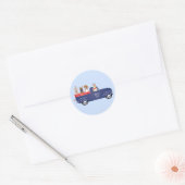Happy Fourth of Juli Honden Pickup Truck Ronde Sticker (Envelop)