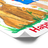 Happy Fourth of Juli Hound Dog American Flag Poster (Hoek)