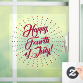 Happy Fourth of Juli manuscript rode blauwe sterre Raamsticker (Huis)