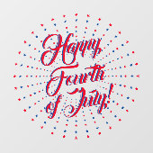 Happy Fourth of Juli manuscript rode blauwe sterre Raamsticker (Vel)