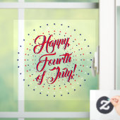 Happy Fourth of Juli manuscript rode witte & blauw Raamsticker (Huis)