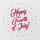 Happy Fourth of Juli manuscript rode witte & blauw Raamsticker (Vel)