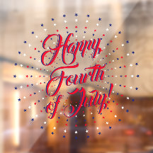 Happy Fourth of Juli manuscript rode witte & blauw